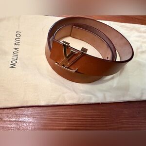 Authentic Louis Vuitton Tan Nomad Leather Belt size 85